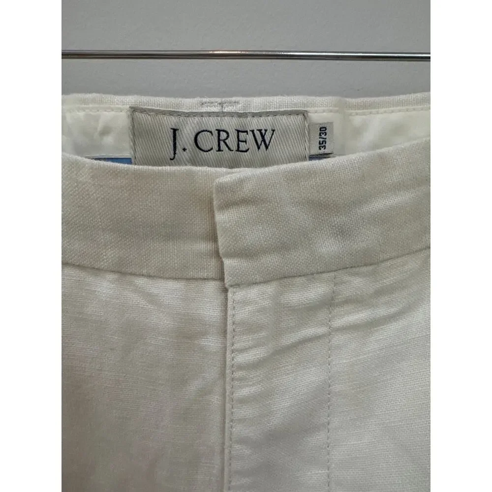 J Crew Cream Beige Linen Blend Pants Straight Leg 35/30 Casual Preppy Classic